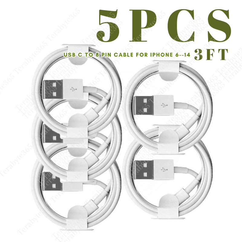 5X USB Cable 3FT For iPhone 14 Plus 13 12 11 Pro Max XS 8 7 6 XR SE Charger Cord