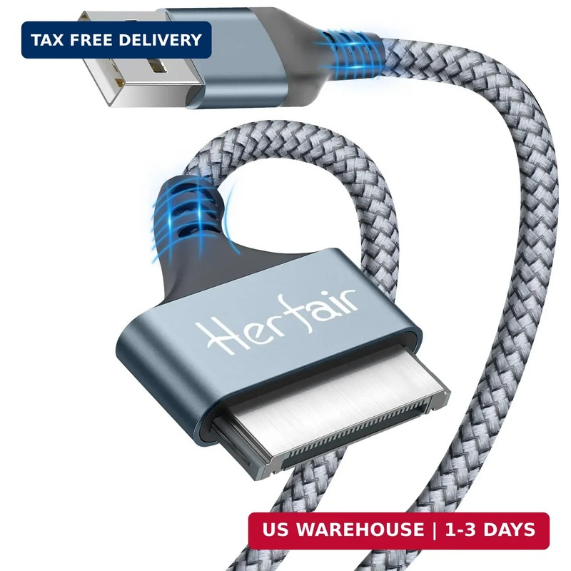 Herfair USB to 30 Pin Charger Cable Nylon Braided USB Charging Cord Compatible w