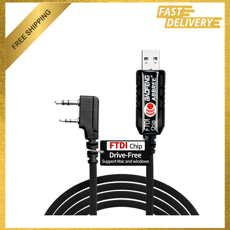 FTDI USB Programming Cable for Ham Radio UV-5R K-Type Compatibility Windows Mac