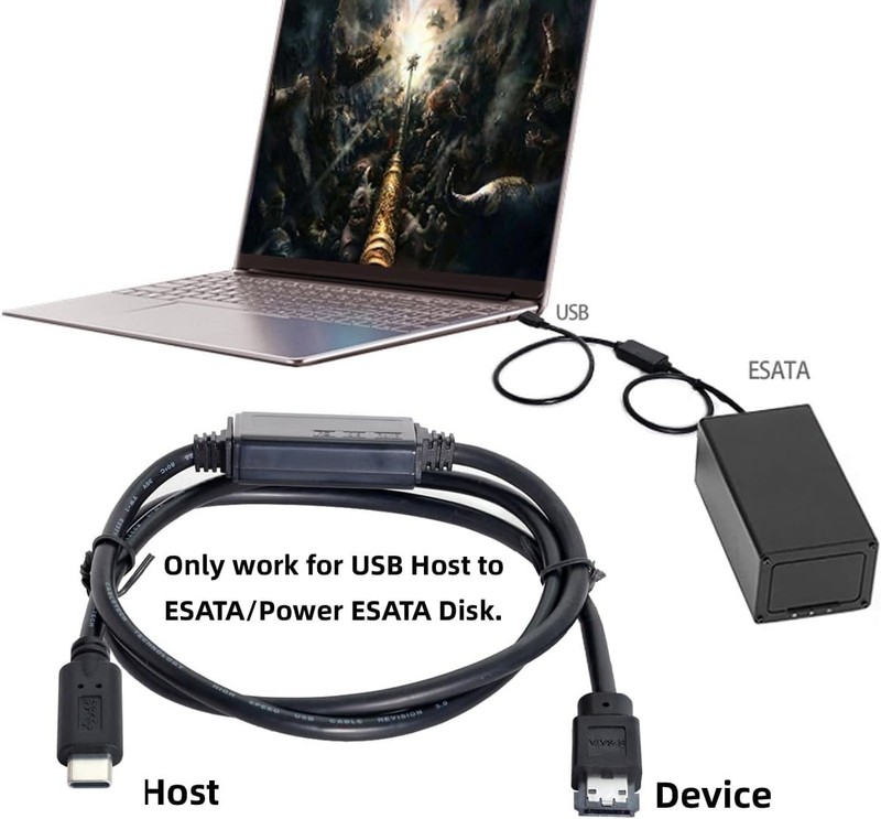USB-C to eSATA Adapter 5Gbps Power Over eSATA for HDD/SSD/ODD gallery