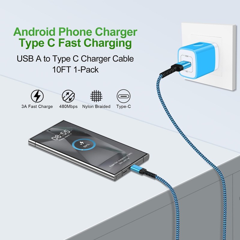 USB C Charger Cord Samsung Fast Charging Type C Cable Android Phone Power Cor... gallery