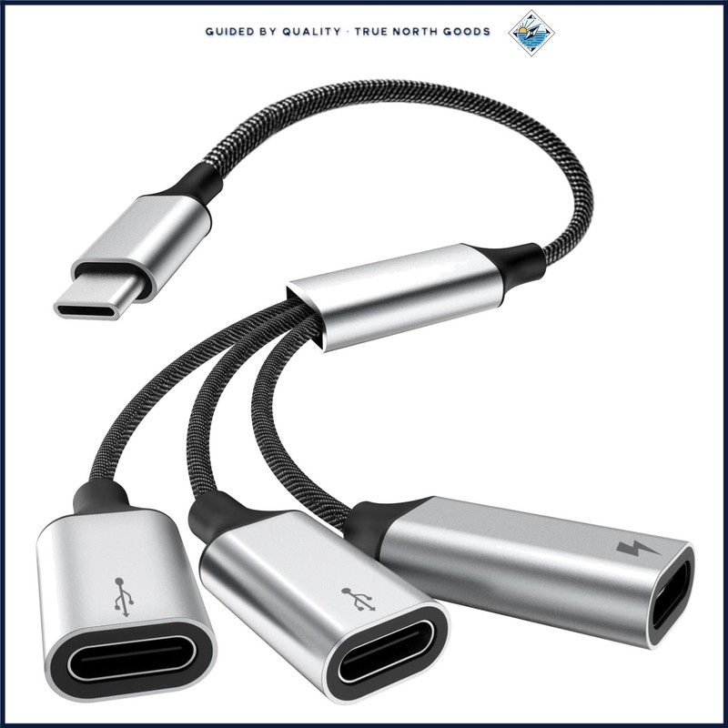 3-Port USB C Splitter Cable for Charging and Data Transfer, No Video Output