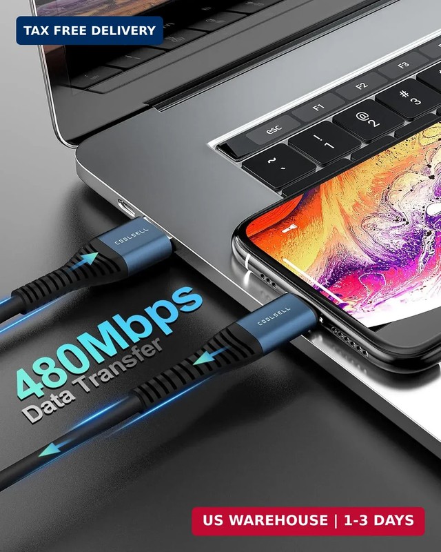 Short USB A to USB C Cable 12 inch 3 Pack, Silicone 60W Fast Charging Cord Type- gallery