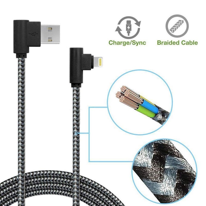 3Pack 10FT [The Most Durable Cable] 90 Degree Charging 10 ft, Black Gray gallery