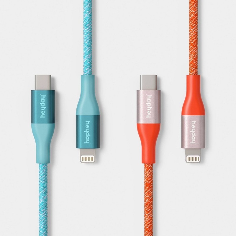 Heyday 6ft USB-C to Lightnin Braided Cable 2pk – heyday Turquoise Poppy (Please