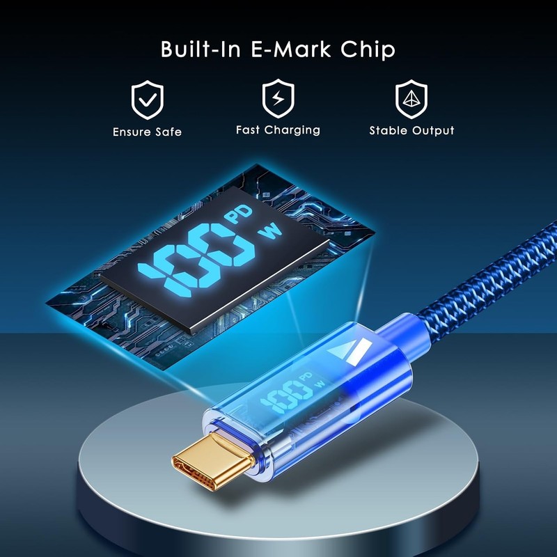 Versatile 6.6ft Type C Fast Charger Cable with LED Display for Safe Charging gallery