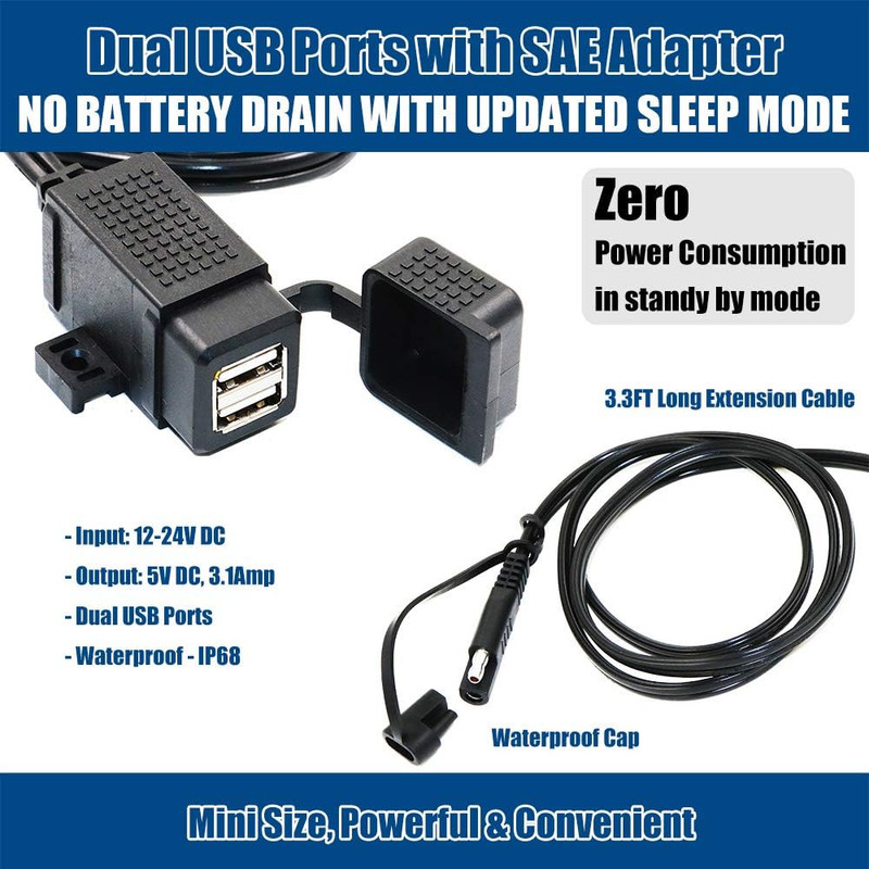Cargador Doble USB Motocicleta Impermeable 3.1Amp SAE a USB Cable gallery
