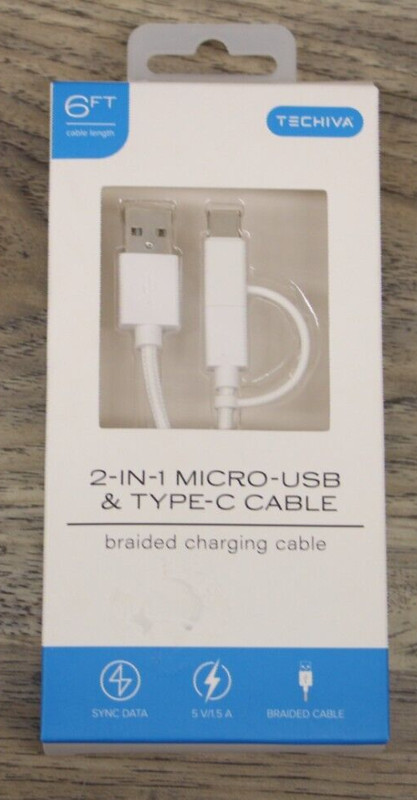 NEW Techiva 2-in-1 micro-usb and type-c cable 2199764