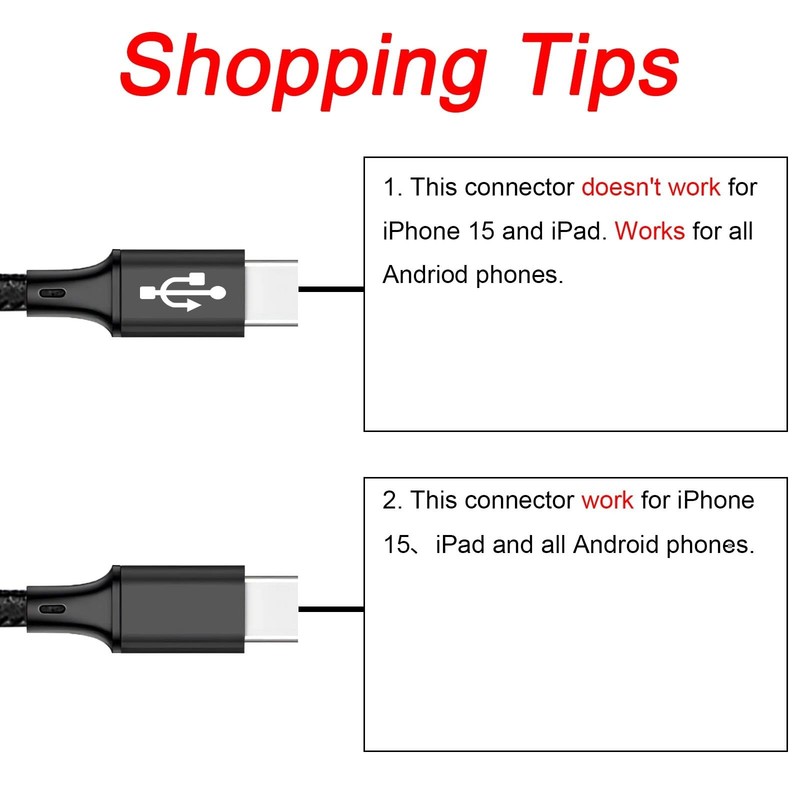 4FT Dual USB C Multi Type C Splitter Cable, 2 in 1 Multi Charging Cable Nylon... gallery
