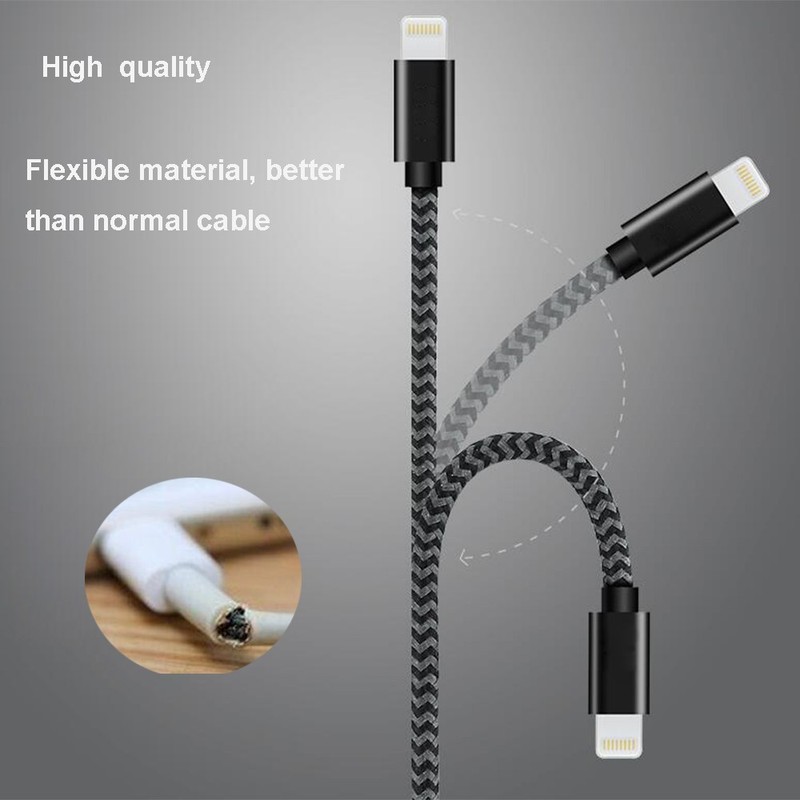 Braided 0.8ft USB Cable Charger Data Cord For iPhone XS 14 13 12 11 Pro Max SE 8 gallery