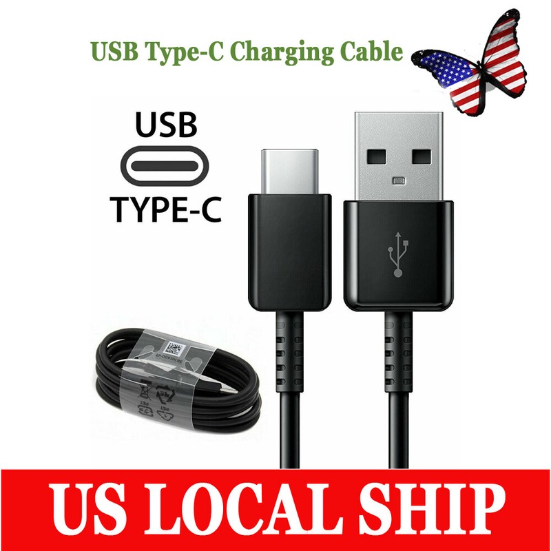 US Stock 4ft USB Type C Cable Fast Charging Cord For Samsung S21 S10 S9 Black