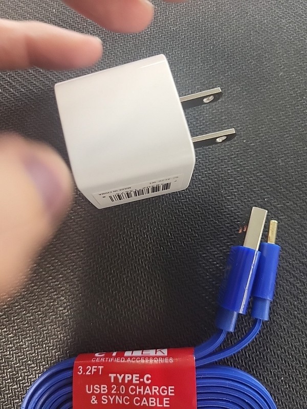Intertek USB Wall Charger Single Port 5V/2.1A And Type C 3.2 FT CABLE Blue gallery