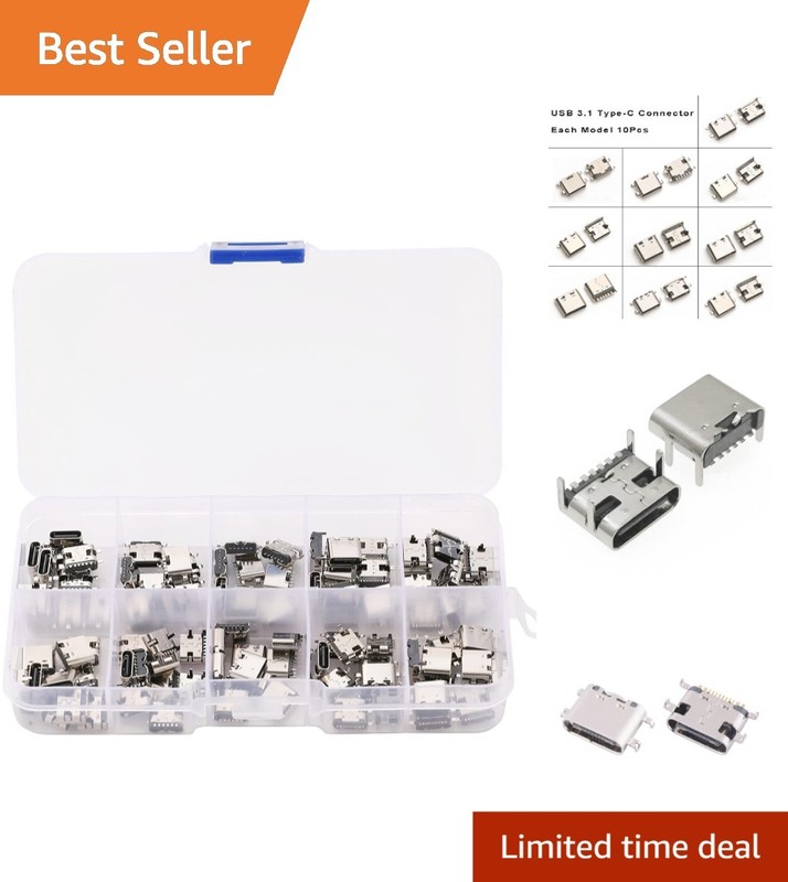 Durable Type-C USB 3.1 Female Connectors – Assorted 100 Pack for Repairs