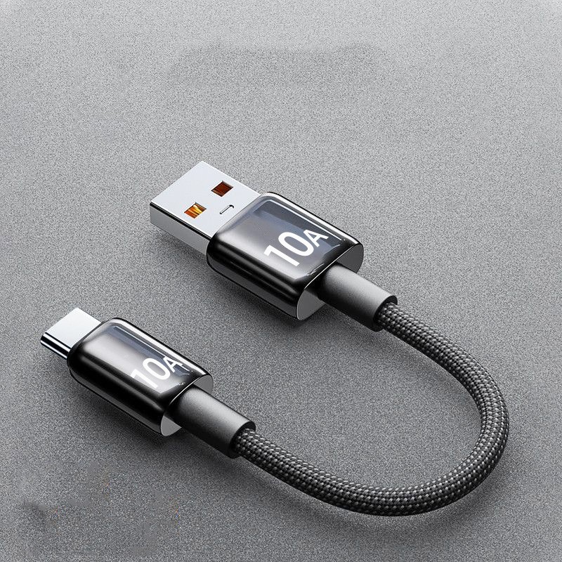 120W USB A to TypC Cable 10/6A Fast Charger Braided 0,25m for Android Short Lead