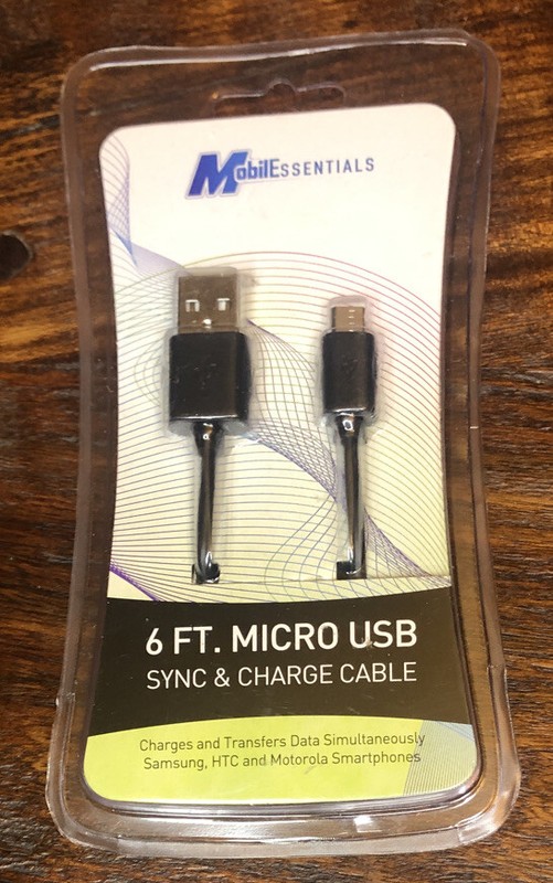 MobilEssentials 6 Ft. Micro USB Sync & Charge Charger Cable (Black)