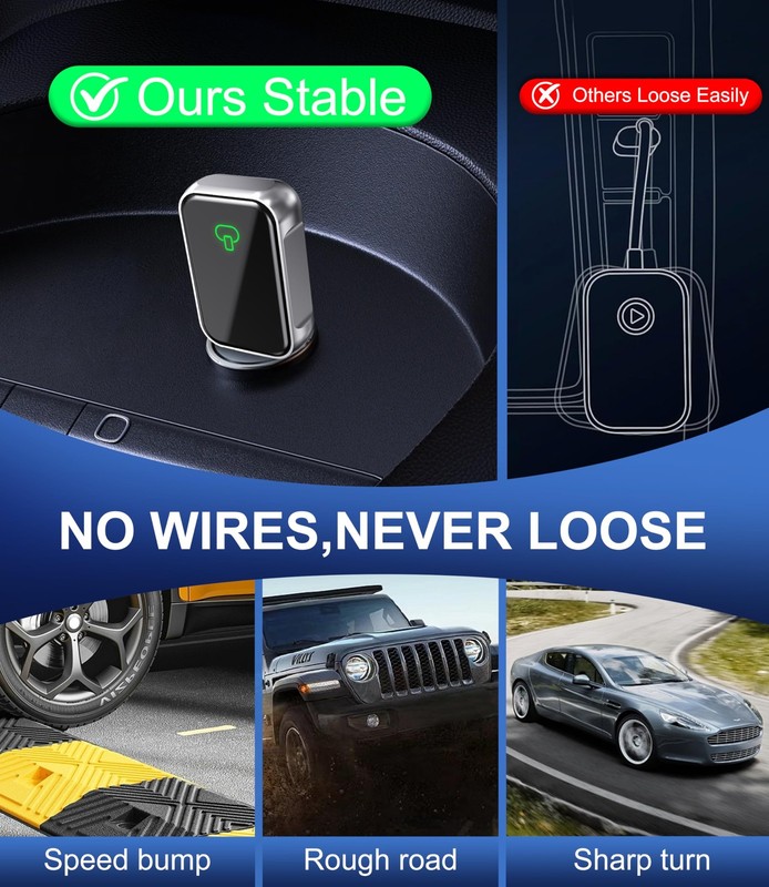 Wireless CarPlay Adapter for Apple iPhone & Android Auto - 2-in-1 Fast & Stab... gallery