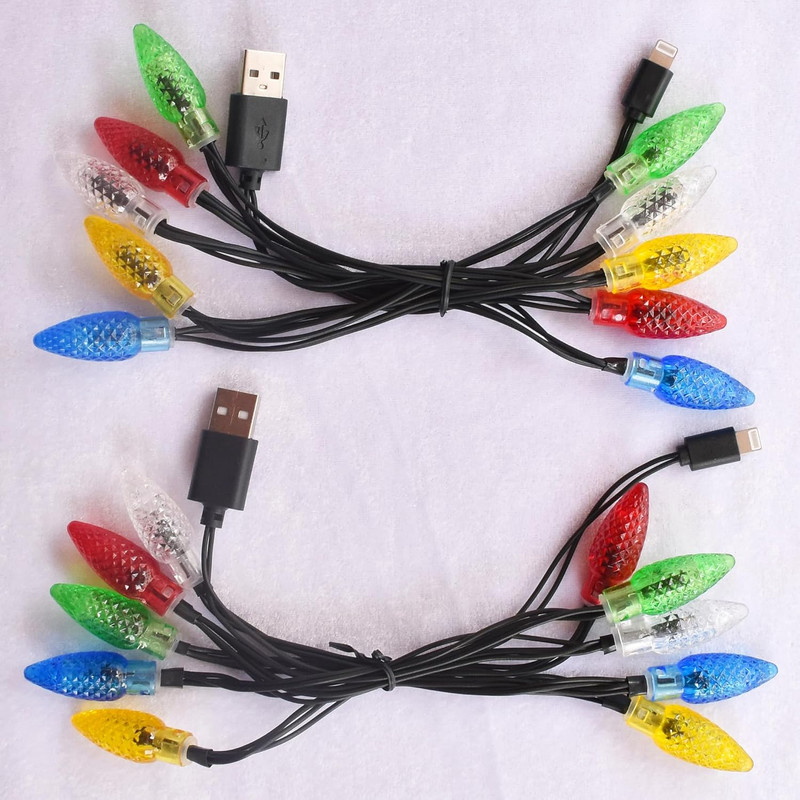 2 Pack Christmas Light Phone Charger Cord Charging Cable USB-A to Light-Ning 55" gallery