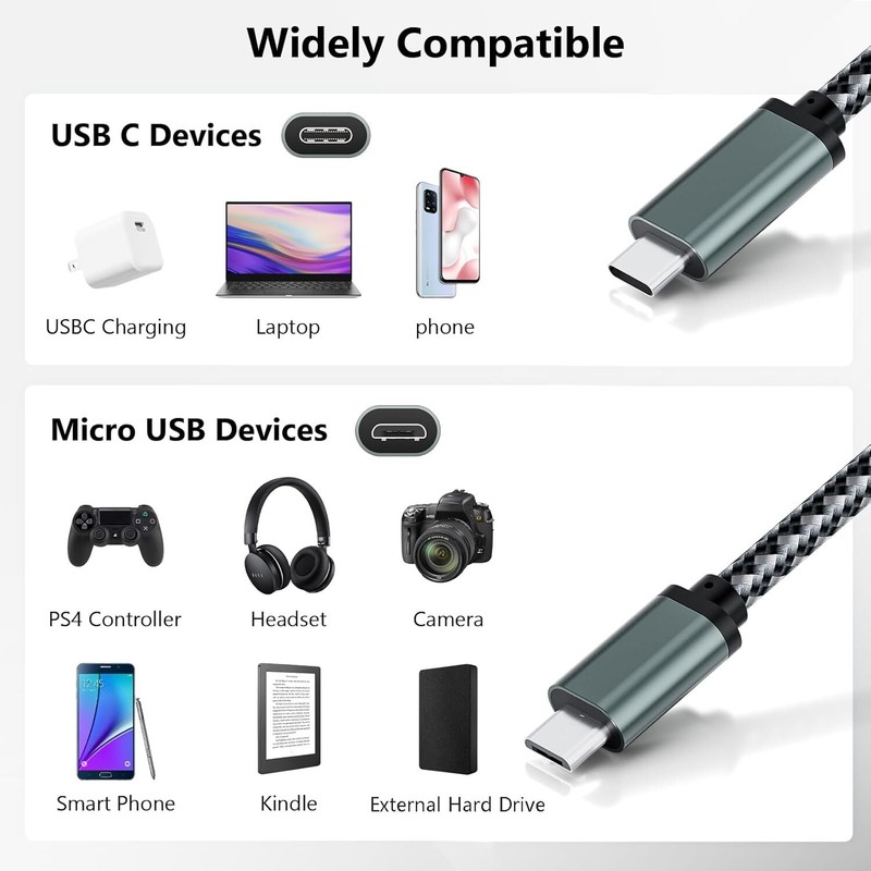 USB Type C to Micro USB Charger Cable Supports OTG Dast Sync for MacBook Pro Air gallery