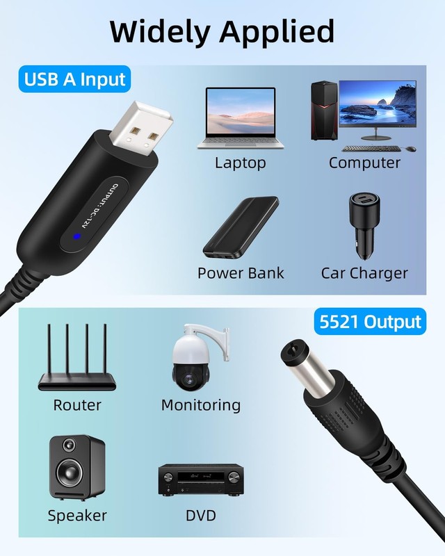 12W USB 5V to 12V Step Up Converter Cable with On/Off Switch & LED Indicator,... gallery