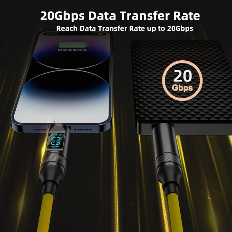 Cable Smart LED Display USB-C USB4 Cable 20Gbps 100W 8K for Laptop Disk Phone... gallery