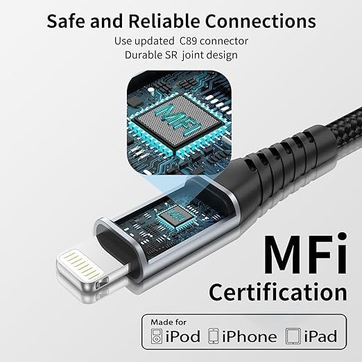 Acevien Short iPhone Charge Cable 6 Inch, 3Pack 0.5 Foot USB Feet, Black gallery