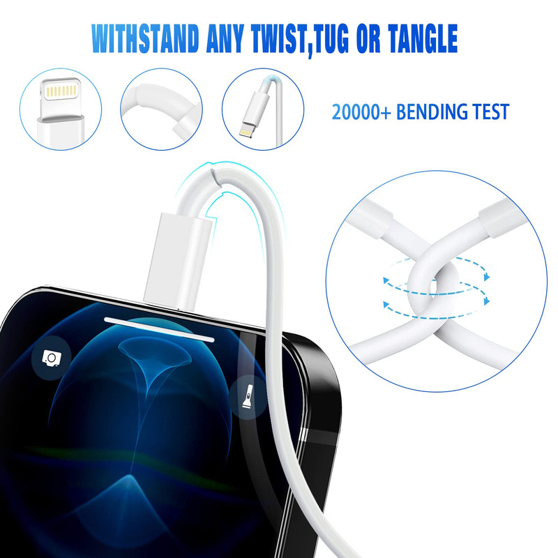 Iphone Charger 3FT, [Apple Mfi Certified] Lightning Cable Original 3Pack USB Fas gallery