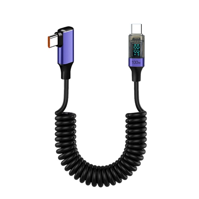 USB C 100W Power Delivery Charging Cord Wire with Digital Display Stretchable gallery