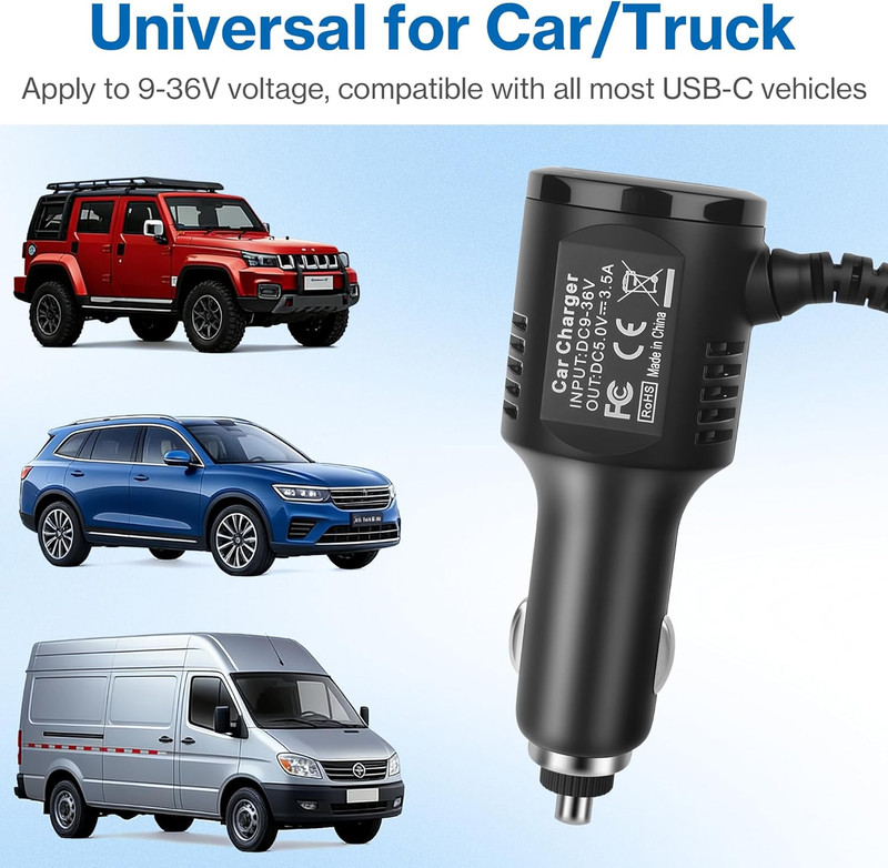 USB-C Car Charger for Dash Cam,Type C USB Power Cord for Car Dashcam Camera Char gallery