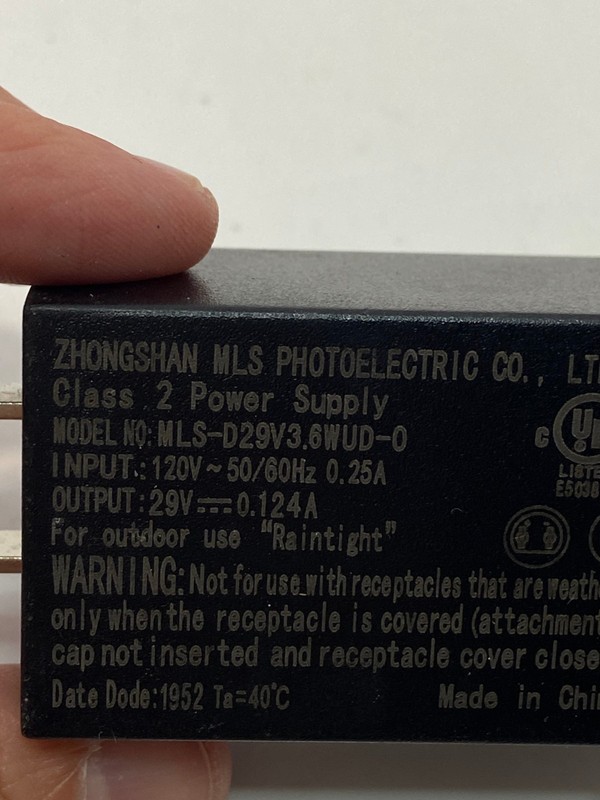 🍉 Zhongshan Class 2 Power Supply Model MLS-D29V3.6WUD-0 29V 0.124A WORKS EUC R2 gallery