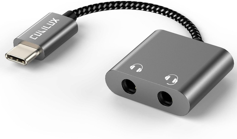 USB C Double Headphone Splitter, Type C to Dual 3.5Mm Jacks Audio Sharing Adapte gallery