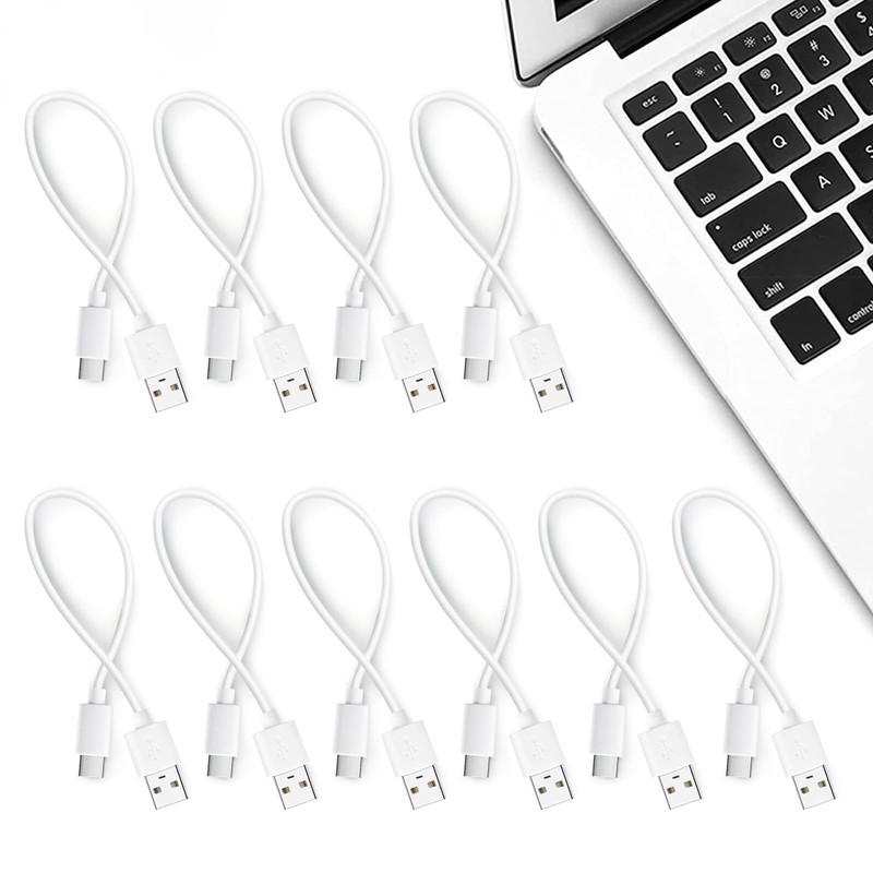 10-Pack 1 ft Short USB A to Type C Fast Charging Cord Bulk White Color gallery