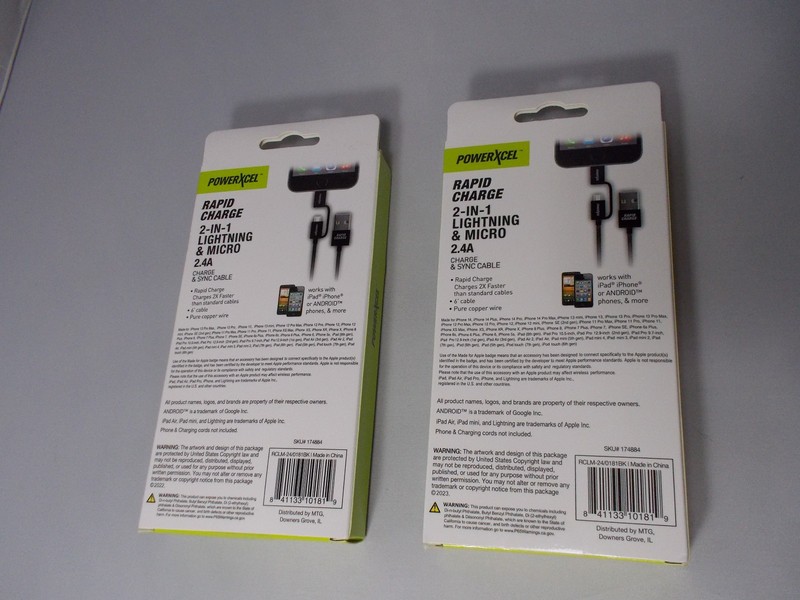 Lot Of 2 NOS PowerXcel Rapid Charge 2 In 1 Micro 2.4A Charge & Sync 6Ft Cable gallery