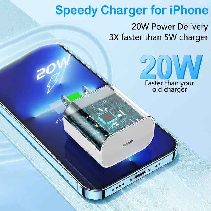 20W Fast Wall Charger PD Adapter+Cable For iPhone 14 13 11/12/8/10 XR X Pro iPad gallery