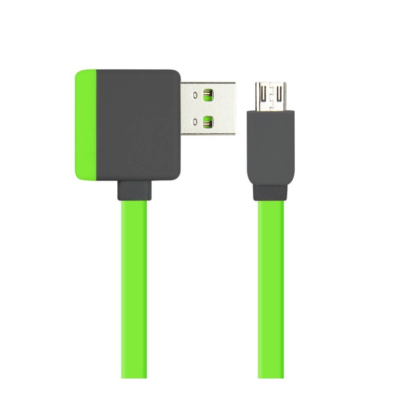 Reiko Micro USB Piggyback Flat Liberator USB Cable 3.2Ft in Green