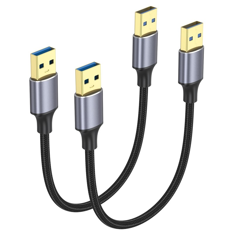 2 PCS 0.5FT/6 Inch Short USB 3.0 A to A Male to Male Double Sided Cord