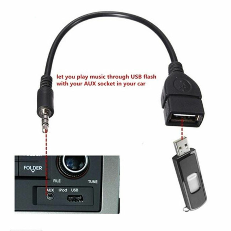 3.5mm Male Audio AUX Jack to USB 2.0 Type A Female OTG Converter Adapter Cable gallery