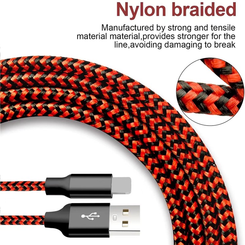 For iPhone 14 7 8Plus 11 XR Xs Max 12 13 Charger USB Cable Braided 10FT Cord Lot gallery