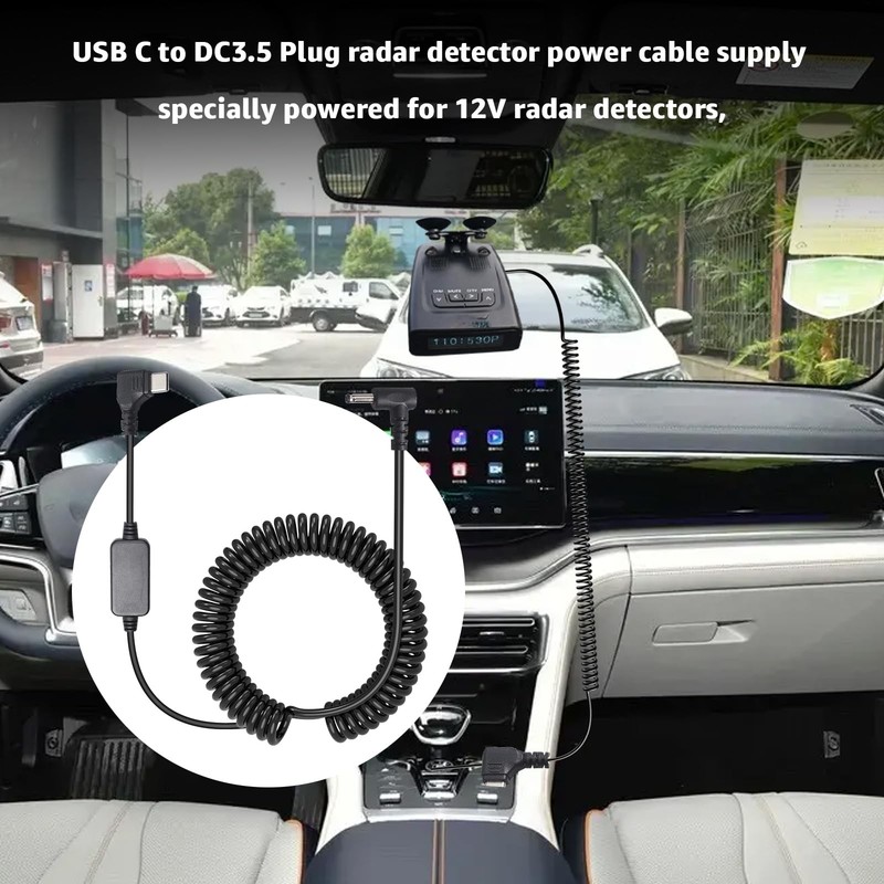 USB-C to DC3.5 Power Cable for Radar Detectors, 8.2FT 5V-12V Type C Power Cor... gallery