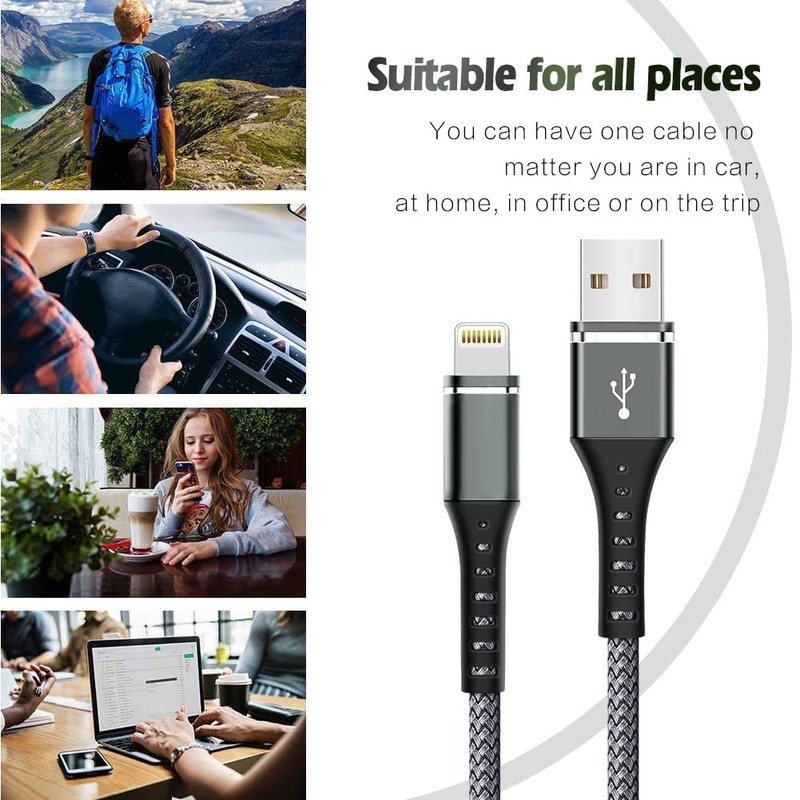 Apple Iphone Charger 3-pack 3FT Nylon Braided Cable Mfi Certified Compatible gallery