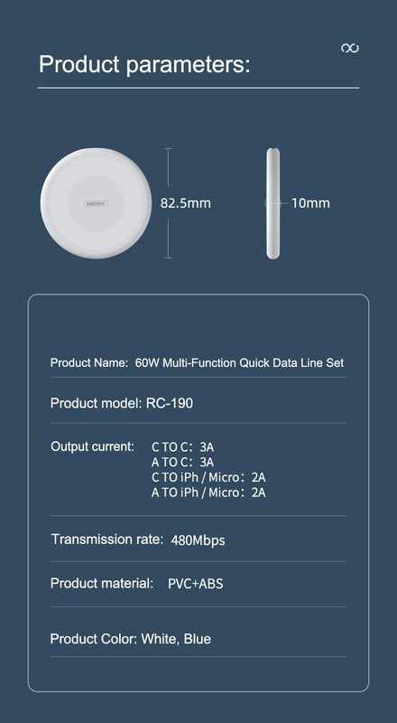 60W Fast Charging Cable USB Phone Data adapter kit USB-C/USB-A/Micro-USB gallery