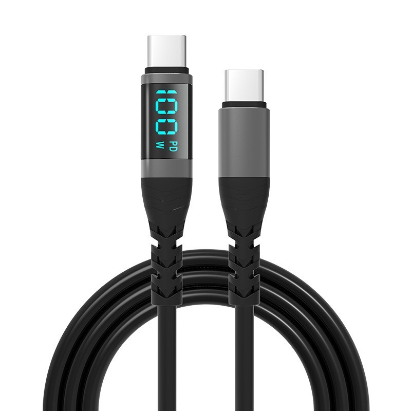 Zinc Alloy 100W PD Fast Charging Data Cable Digital Display Type-C to Type-C