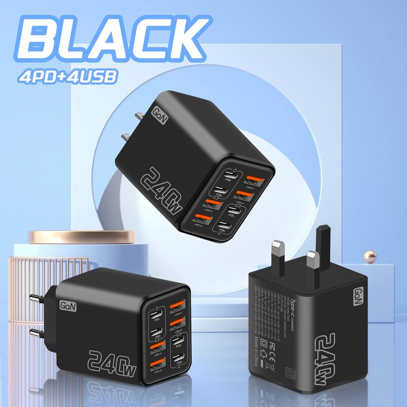 240W GaN USB C Charger 8 in 1 Fast Charging Phone Charger Power Adapter For gallery