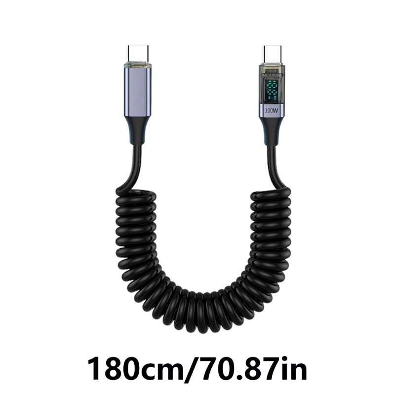 Retractable USB C PD100W Fast Charging Cable with Display for Office Travel Car gallery