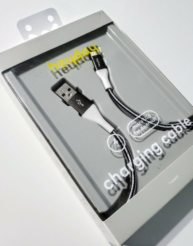 heyday 4ft. Micro USB to USB-A Braided Cable - Black/White/Gunmetal, Open Box gallery
