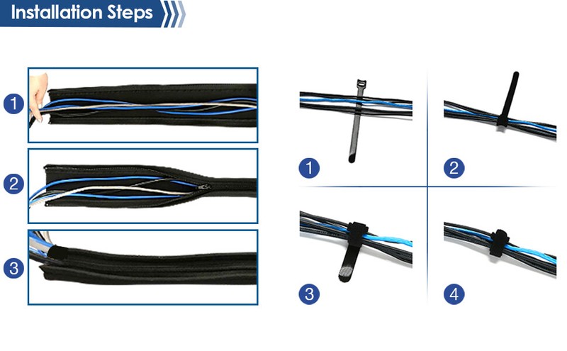 4PCS Management Sleeve with 10PCS Cable Tie, 20 inch Cord Organizer with Zipper gallery