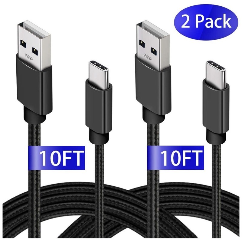 2X10FT Galaxy S9 Plus S9 Note 8 USB-C Type C FAST Charging Sync & Charger Cable