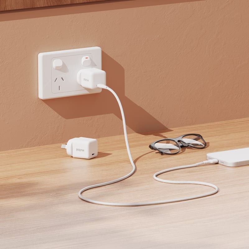 EFM USB-C Braided Cable Twin Pack - 1M with 60W Power Throughput - White gallery