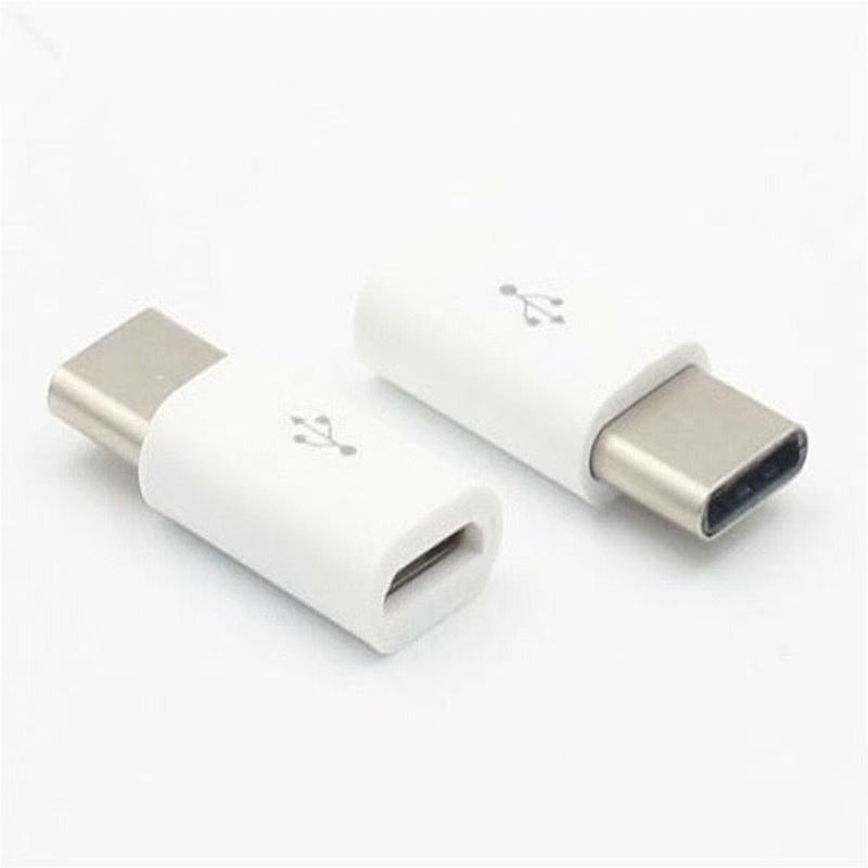 White USB-C Male to Micro USB Female Adapter 2Pcs New