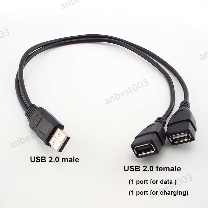 USB 2.0 A 1 Male female Plug To 2 male Female Data charging Cable Power supply