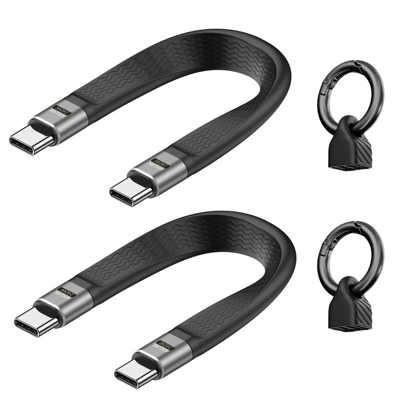 Short USB Cable with Keychain Total 4-Packs, (5inch) Thunderbolt 4 USB 4 Cabl…